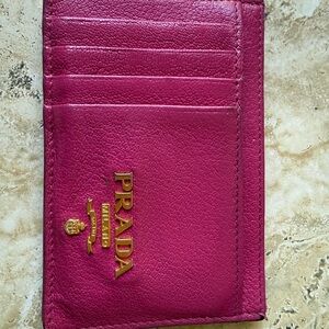Prada Fuchsia Leather Card Holder